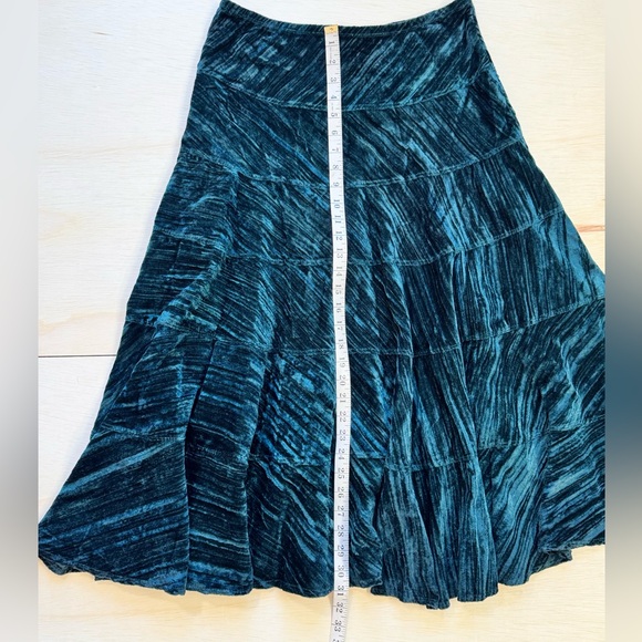VTG Necessary Objects Ady Gluck-Frankel Velvet MIDI Tiered Skirt dark emerald S - Picture 4 of 4